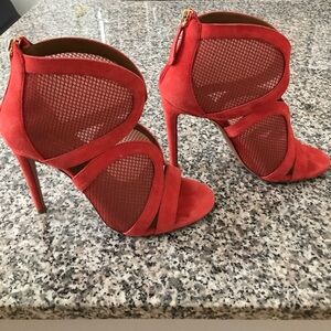Aquazzura Suede Booties in Coral - Size 36